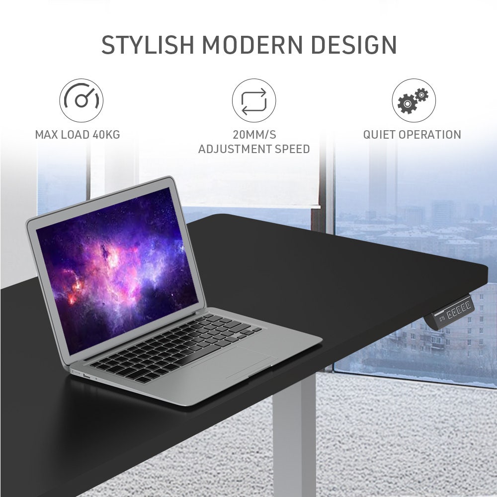 FORTIA Sit To Stand Up Standing Desk 140x60cm 72-118cm Electric Height Adjustable 40kg Rated Black/Silver Frame
