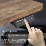 FORTIA Sit To Stand Up Standing Desk 140x60cm 72-118cm Electric Height Adjustable 40kg Rated Oak Style/Silver Frame - Rear View