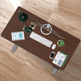FORTIA Sit To Stand Up Standing Desk 140x60cm 72-118cm Electric Height Adjustable 40kg Rated Walnut Style/Silver Frame - Top-Down View
