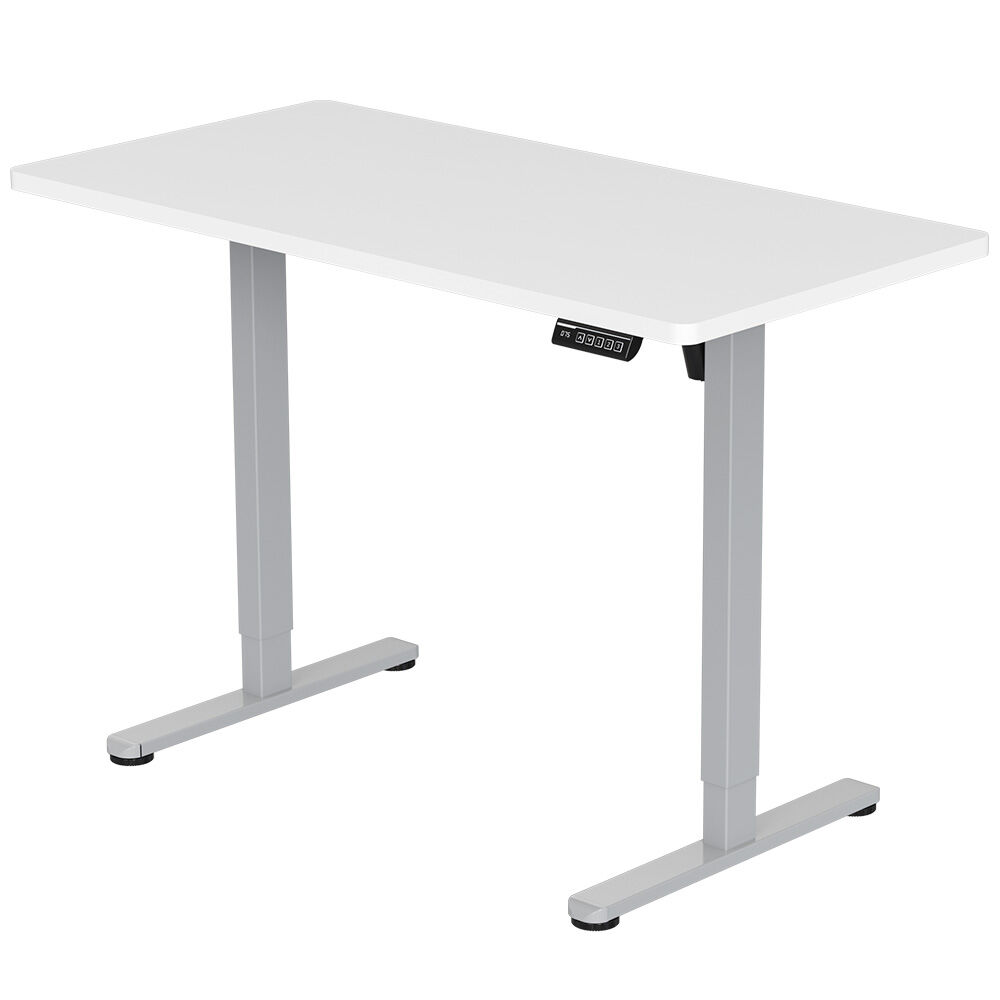 FORTIA Sit To Stand Up Standing Desk 140x60cm 72-118cm Electric Height Adjustable 40kg Rated White/Silver Frame