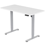 FORTIA Sit To Stand Up Standing Desk 140x60cm 72-118cm Electric Height Adjustable 40kg Rated White/Silver Frame