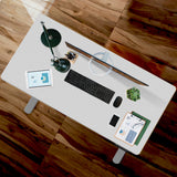 FORTIA Sit To Stand Up Standing Desk 140x60cm 72-118cm Electric Height Adjustable 40kg Rated White/Silver Frame - Top-Down View