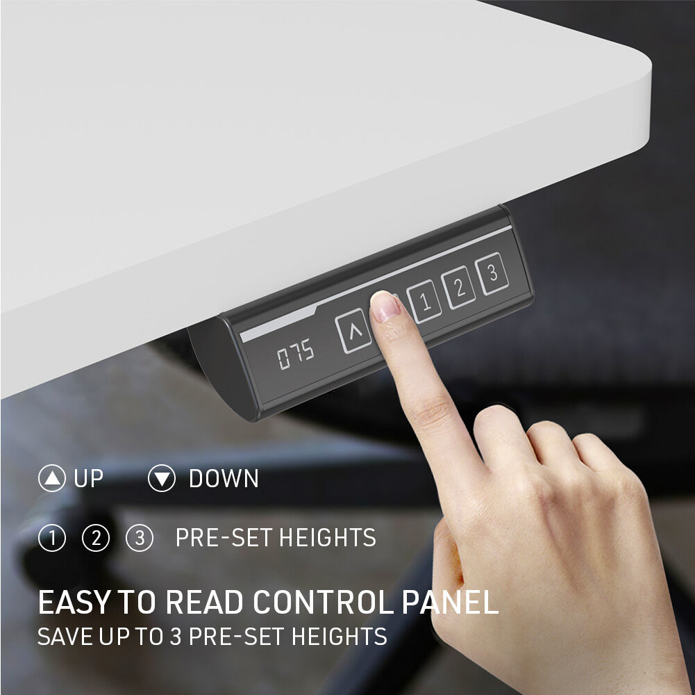 FORTIA Sit To Stand Up Standing Desk 140x60cm 72-118cm Electric Height Adjustable 40kg Rated White/Silver Frame