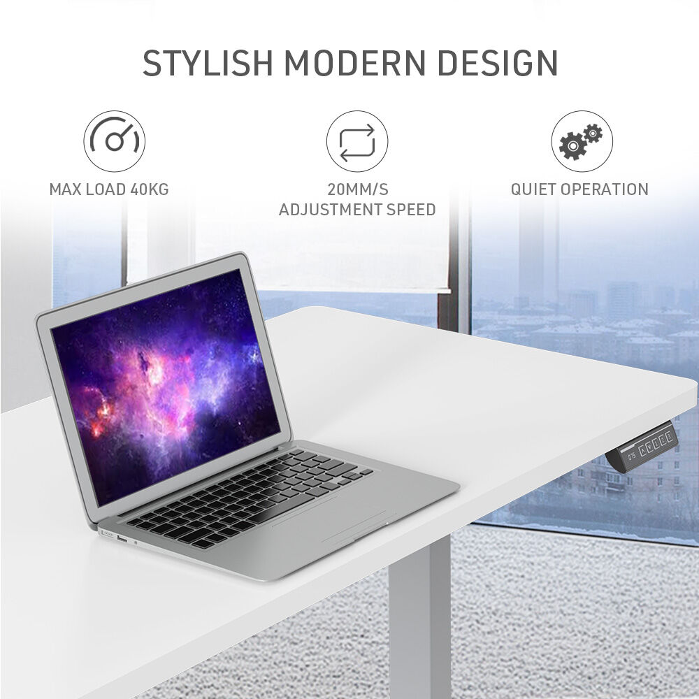 FORTIA Sit To Stand Up Standing Desk 140x60cm 72-118cm Electric Height Adjustable 40kg Rated White/Silver Frame
