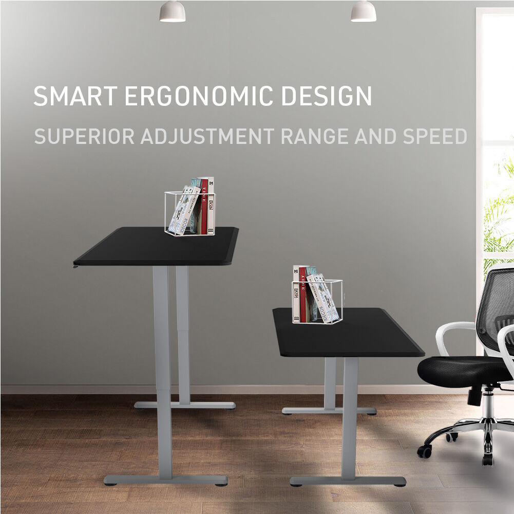FORTIA Sit To Stand Up Standing Desk 150x68cm 72-118cm Electric Height Adjustable 50kg Rated Black/Silver Frame