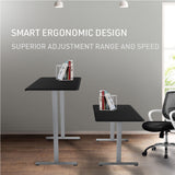 FORTIA Sit To Stand Up Standing Desk 150x68cm 72-118cm Electric Height Adjustable 50kg Rated Black/Silver Frame - Front View