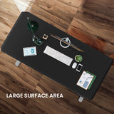 FORTIA Sit To Stand Up Standing Desk 150x68cm 72-118cm Electric Height Adjustable 50kg Rated Black/Silver Frame - Top-Down View