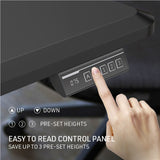 FORTIA Sit To Stand Up Standing Desk 150x68cm 72-118cm Electric Height Adjustable 50kg Rated Black/Silver Frame - Rear View