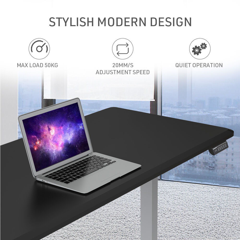 FORTIA Sit To Stand Up Standing Desk 150x68cm 72-118cm Electric Height Adjustable 50kg Rated Black/Silver Frame