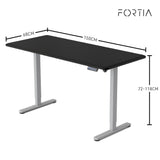 FORTIA Sit To Stand Up Standing Desk 150x68cm 72-118cm Electric Height Adjustable 50kg Rated Black/Silver Frame - Extra Image