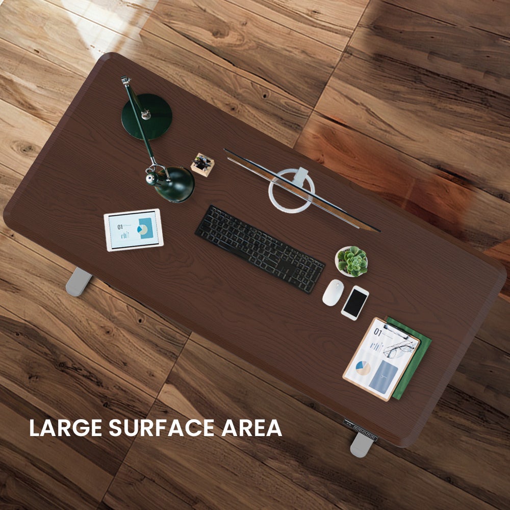FORTIA Sit To Stand Up Standing Desk 150x68cm 72-118cm Height Adjustable 50kg Rated Walnut Style/Silver Frame