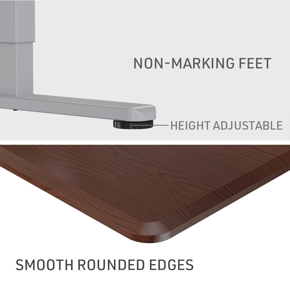 FORTIA Sit To Stand Up Standing Desk 150x68cm 72-118cm Height Adjustable 50kg Rated Walnut Style/Silver Frame