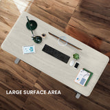 FORTIA Sit To Stand Up Standing Desk 150x68cm 72-118cm Height Adjustable 50kg Rated White Oak Style/Silver Frame - Top-Down View