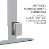 FORTIA Sit To Stand Up Standing Desk 150x68cm 72-118cm Height Adjustable 50kg Rated White Oak Style/Silver Frame - Low Angle