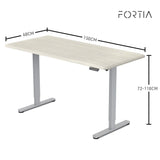 FORTIA Sit To Stand Up Standing Desk 150x68cm 72-118cm Height Adjustable 50kg Rated White Oak Style/Silver Frame - Extra Image