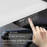 FORTIA Sit To Stand Up Standing Desk 150x68cm 72-118cm Height Adjustable 50kg Rated Matte White/Silver Frame - Rear View