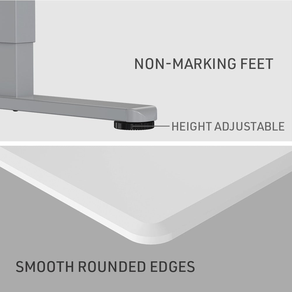 FORTIA Sit To Stand Up Standing Desk 150x68cm 72-118cm Height Adjustable 50kg Rated Matte White/Silver Frame