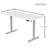 FORTIA Sit To Stand Up Standing Desk 150x68cm 72-118cm Height Adjustable 50kg Rated Matte White/Silver Frame - Extra Image