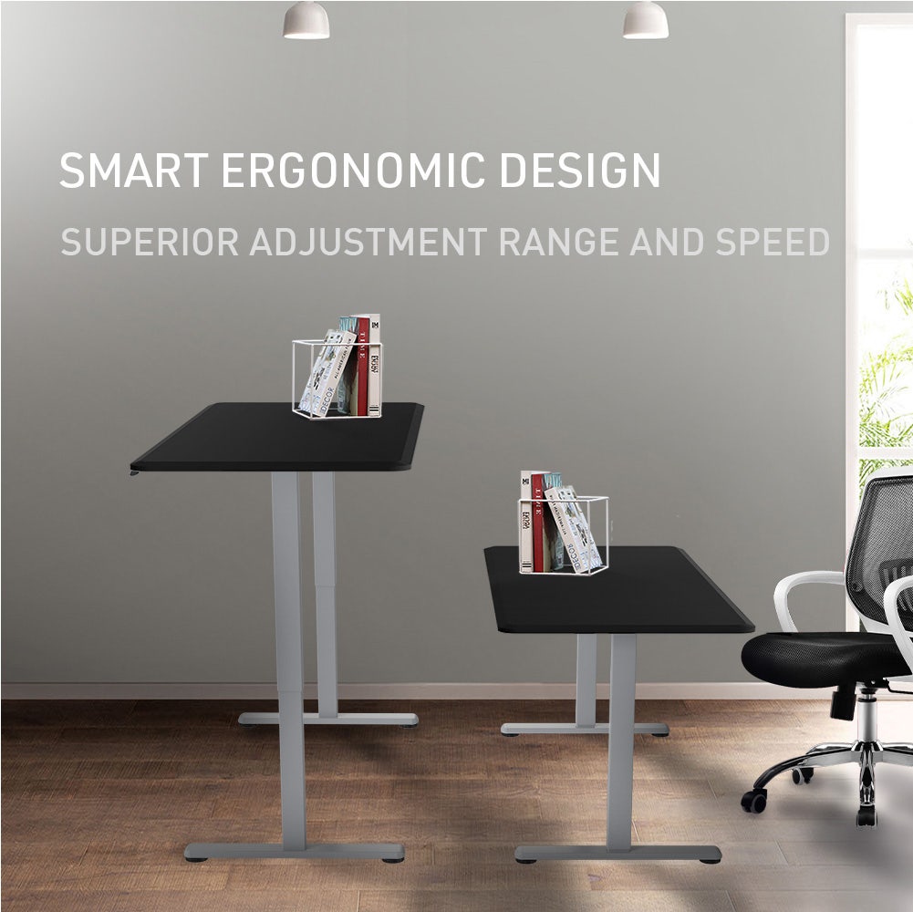 FORTIA Sit To Stand Up Standing Desk 160x75cm 72-118cm Height Adjustable 50kg Rated Black/Silver Frame