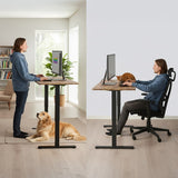 FORTIA Sit to Stand Standing Desk, 160x60cm, 72-118cm Electric Height Adjustable, Walnut Style Desktop/Black Frame - Extra Image