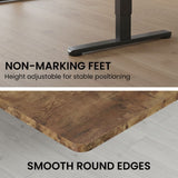 FORTIA Sit to Stand Standing Desk, 160x60cm, 72-118cm Electric Height Adjustable, Walnut Style Desktop/Black Frame