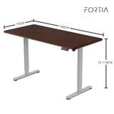 FORTIA Sit To Stand Up Standing Desk 160x75cm 72-118cm Height Adjustable 50kg Rated Walnut Style/Silver Frame - Extra Image