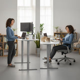 FORTIA Sit to Stand Standing Desk, 160x60cm, 72-118cm Electric Height Adjustable, White Desktop/Silver Frame - Extra Image