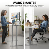 FORTIA Sit to Stand Standing Desk, 160x60cm, 72-118cm Electric Height Adjustable, White Desktop/Silver Frame - Extra Image
