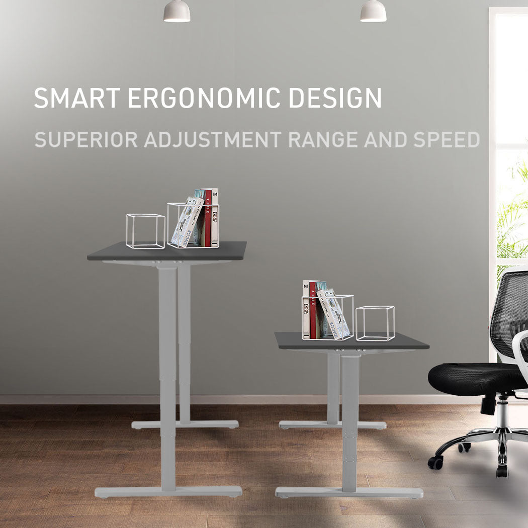 FORTIA Sit Stand Standing Desk 120x60cm 72-118cm Height Adjustable 70kg Load Black/Silver Frame
