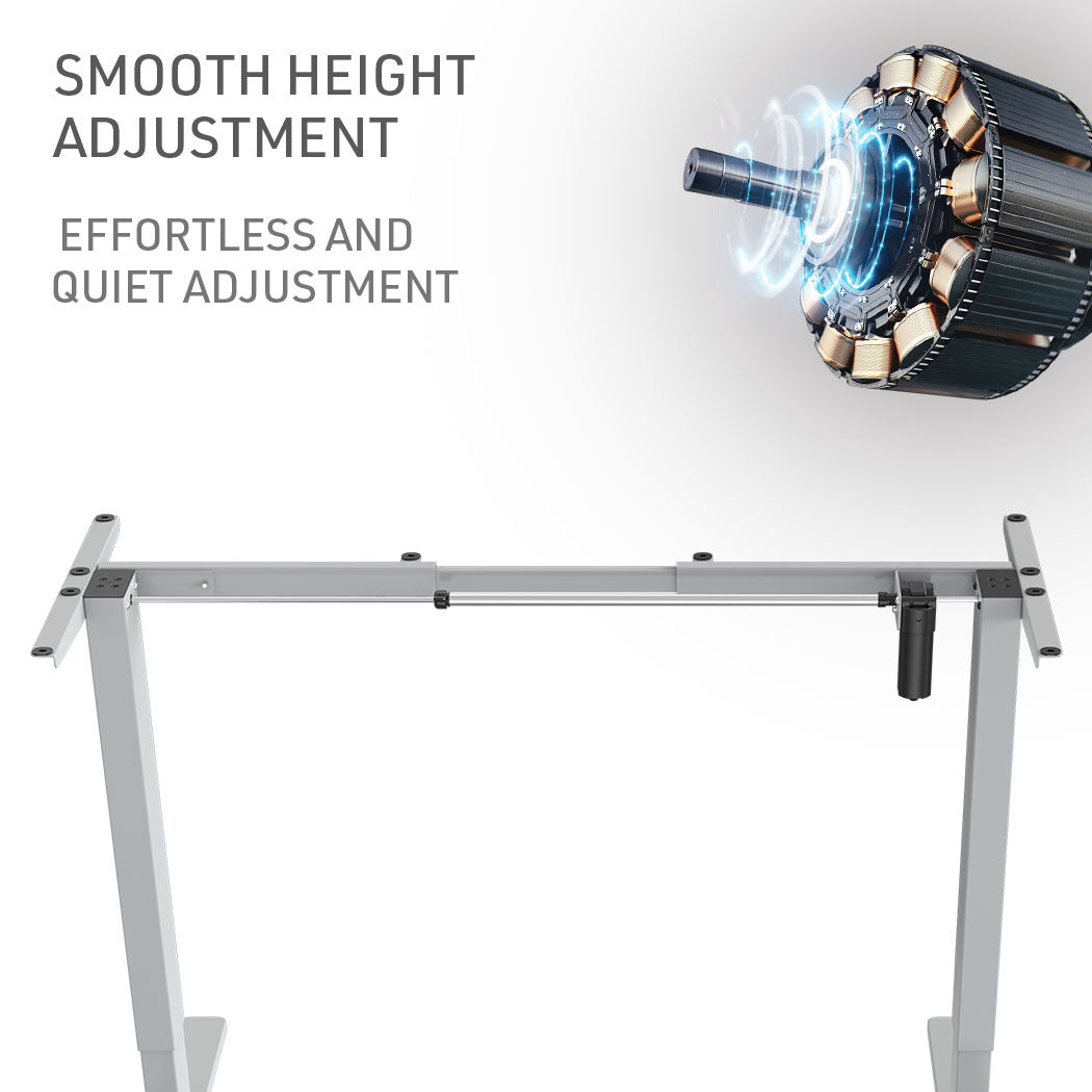 FORTIA Sit Stand Standing Desk 120x60cm 72-118cm Height Adjustable 70kg Load Black/Silver Frame