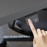 FORTIA Sit Stand Standing Desk 120x60cm 72-118cm Height Adjustable 70kg Load Black/Silver Frame - Close-Up Angle