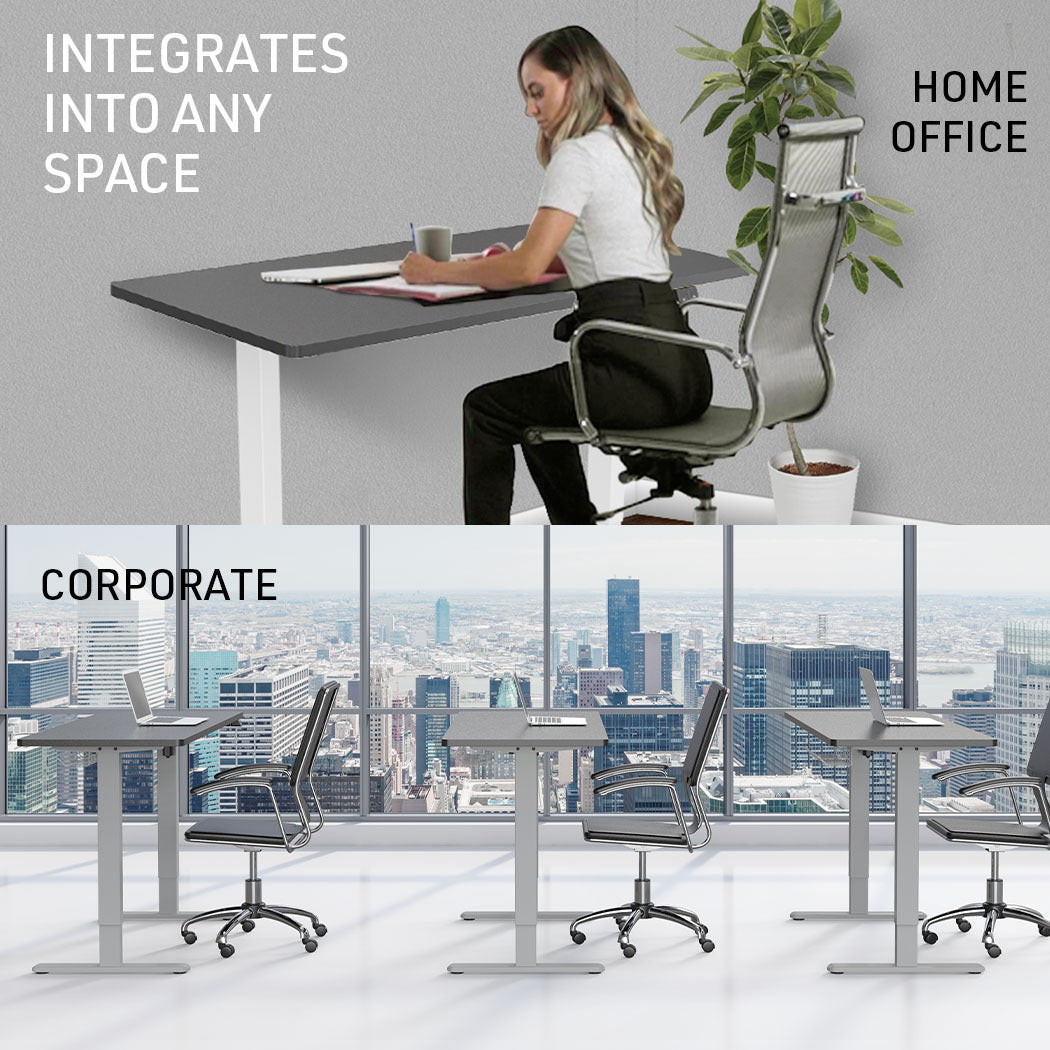 FORTIA Sit Stand Standing Desk 120x60cm 72-118cm Height Adjustable 70kg Load Black/Silver Frame
