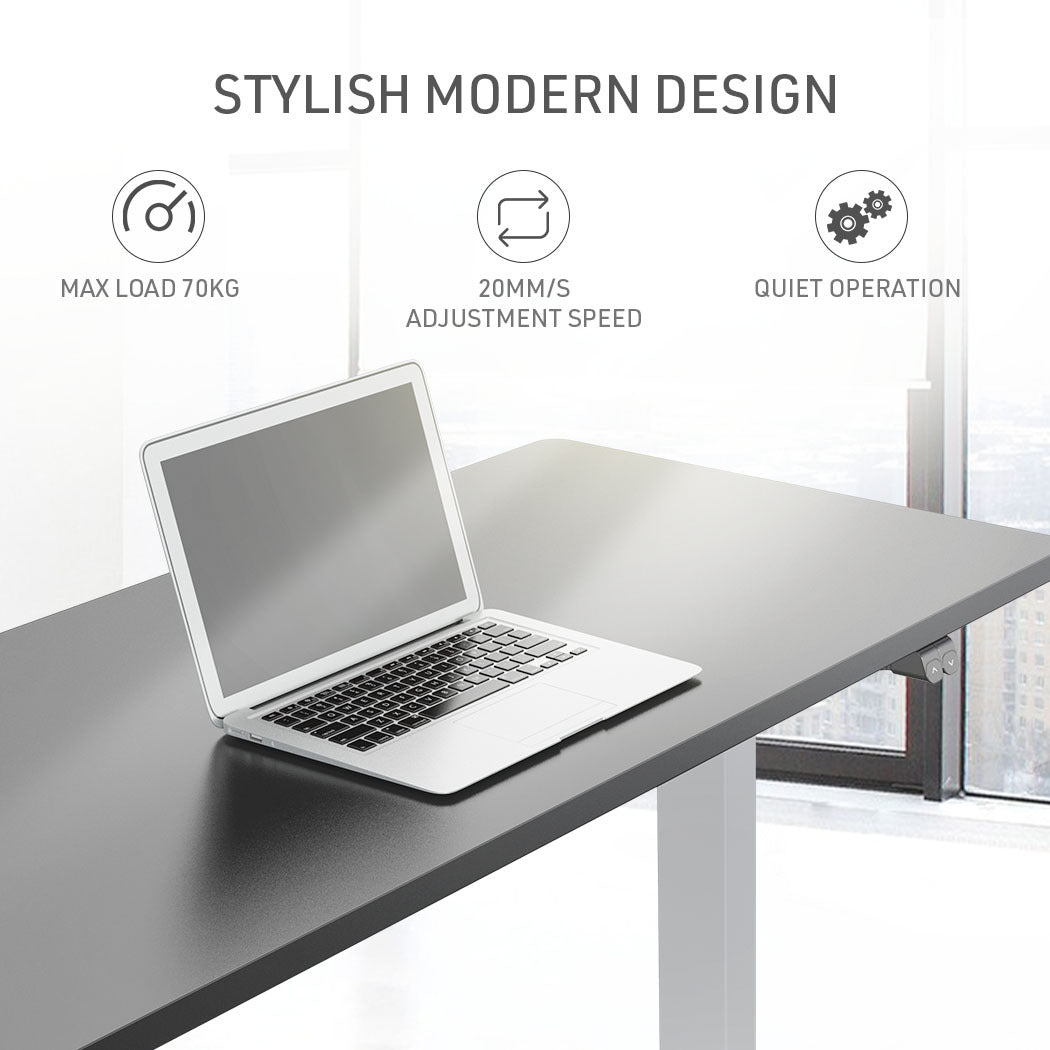 FORTIA Sit Stand Standing Desk 120x60cm 72-118cm Height Adjustable 70kg Load Black/Silver Frame