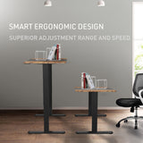 Fortia Sit To Stand Up Standing Desk 120x60cm 72-118cm Electric Height Adjustable 70kg Rated Walnut Style/Black Frame - Front View
