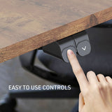 Fortia Sit To Stand Up Standing Desk 120x60cm 72-118cm Electric Height Adjustable 70kg Rated Walnut Style/Black Frame - Close-Up Angle
