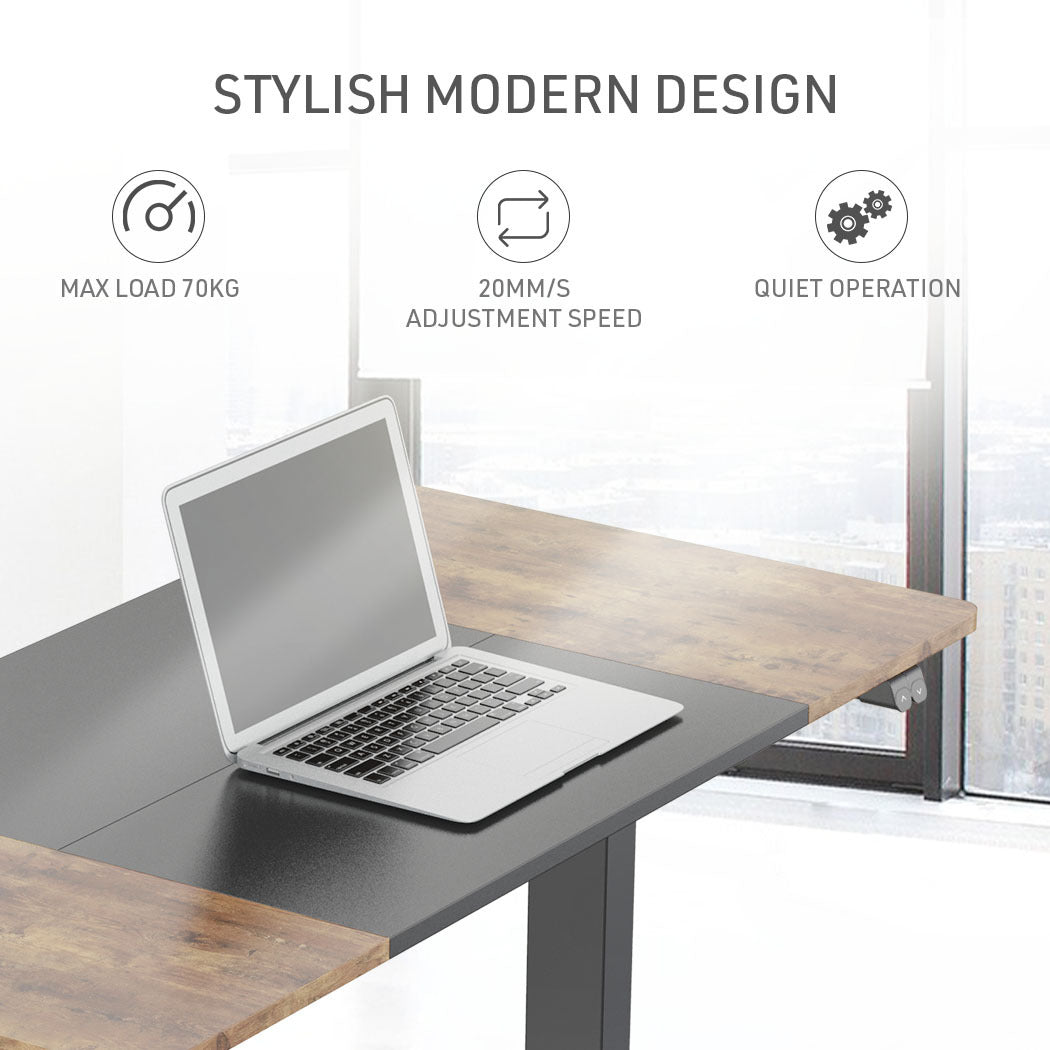 Fortia Sit To Stand Up Standing Desk 120x60cm 72-118cm Electric Height Adjustable 70kg Rated Walnut Style/Black Frame