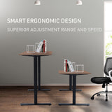 Fortia Sit To Stand Up Standing Desk 120x60cm 72-118cm Electric Height Adjustable 70kg Load Walnut Style/Black Frame - Front View