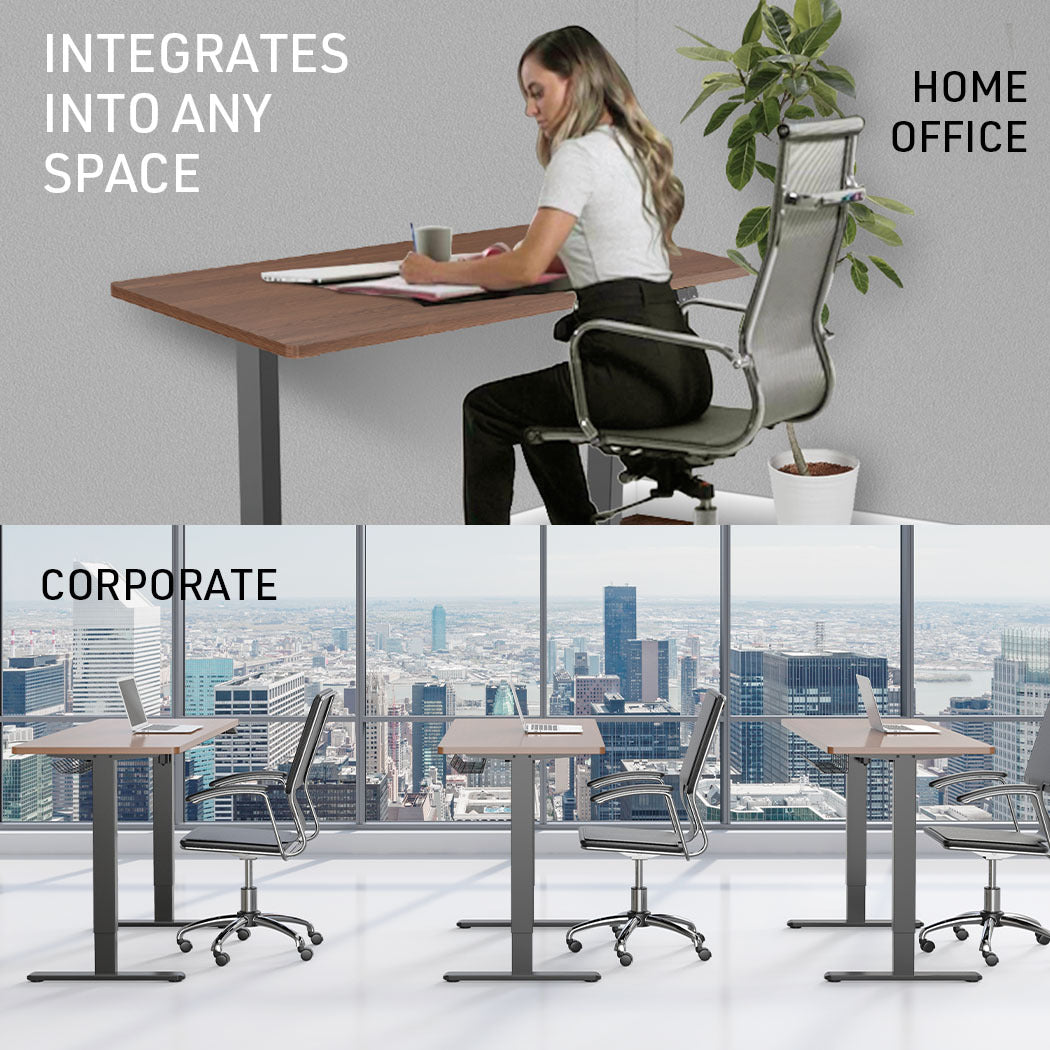 Fortia Sit To Stand Up Standing Desk 120x60cm 72-118cm Electric Height Adjustable 70kg Load Walnut Style/Black Frame