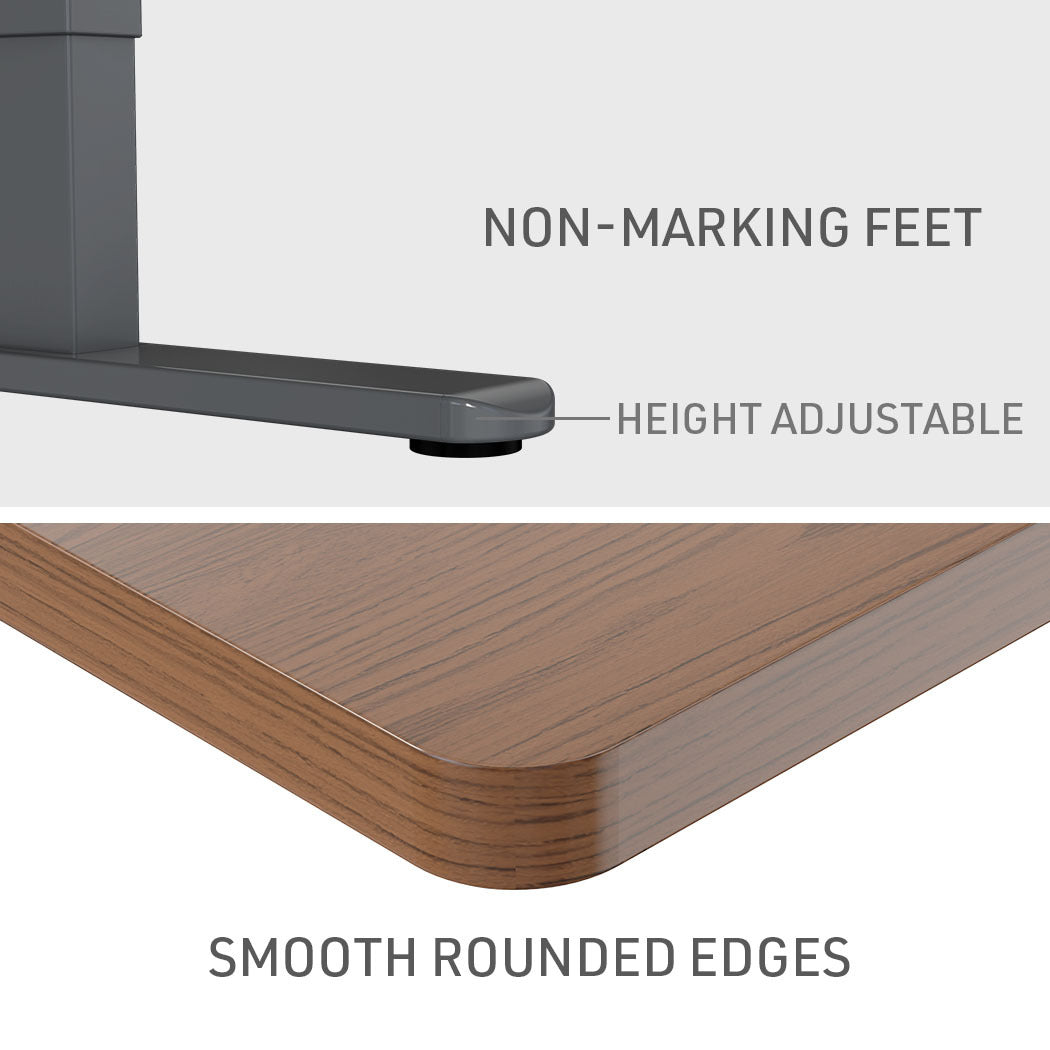 Fortia Sit To Stand Up Standing Desk 120x60cm 72-118cm Electric Height Adjustable 70kg Load Walnut Style/Black Frame
