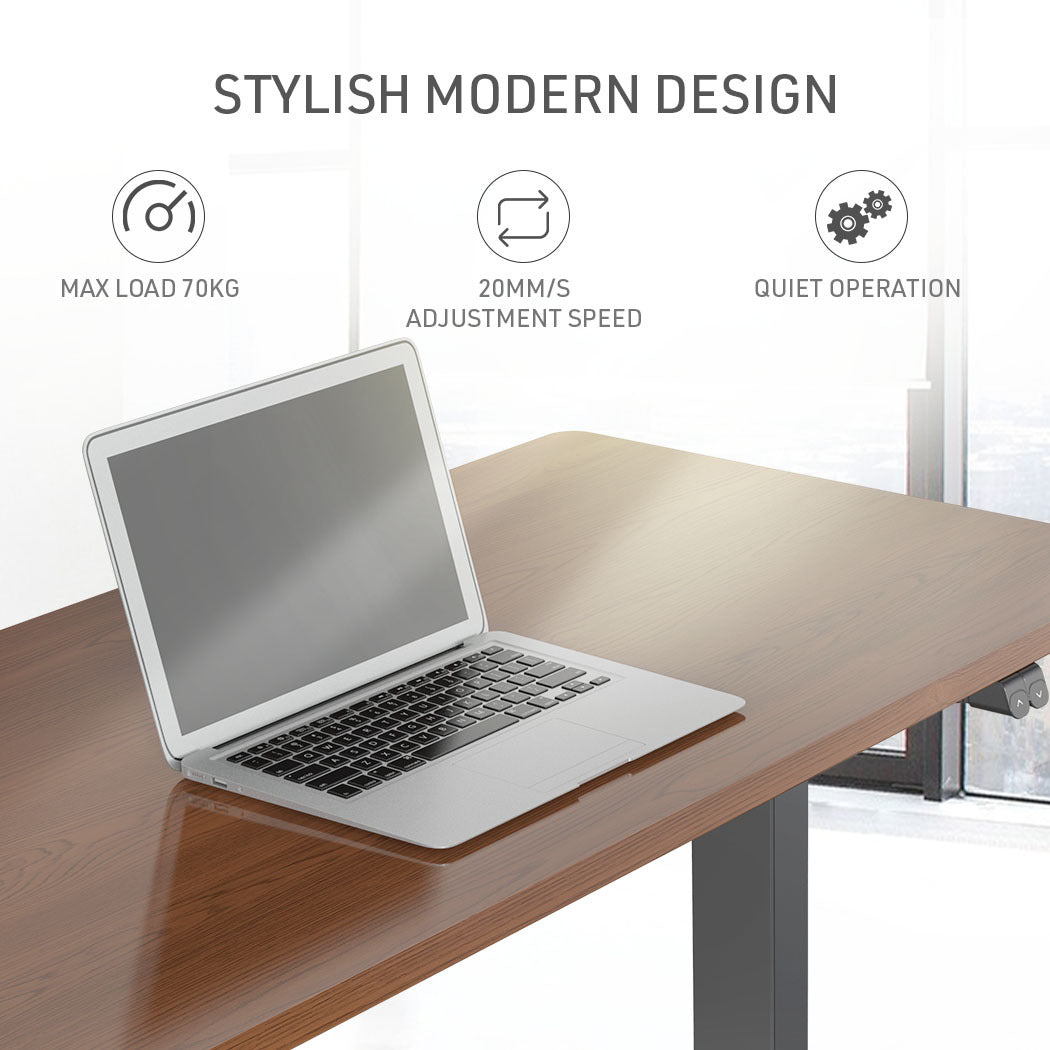 Fortia Sit To Stand Up Standing Desk 120x60cm 72-118cm Electric Height Adjustable 70kg Load Walnut Style/Black Frame