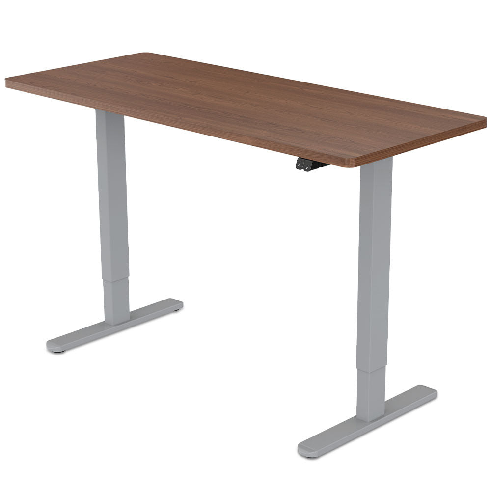 Fortia Sit To Stand Up Standing Desk 120x60cm 72-118cm Electric Height Adjustable 70kg Load Walnut Style/Silver Frame