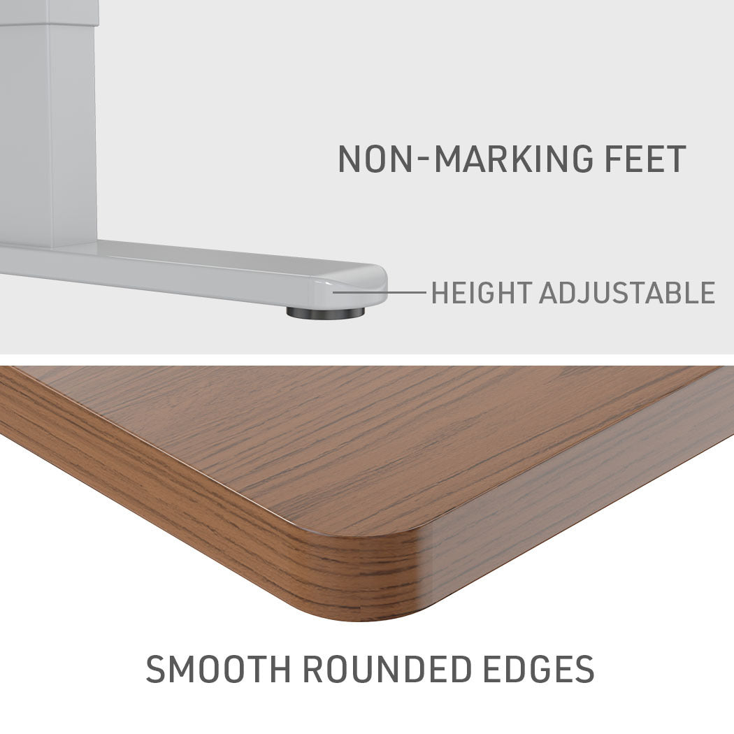 Fortia Sit To Stand Up Standing Desk 120x60cm 72-118cm Electric Height Adjustable 70kg Load Walnut Style/Silver Frame