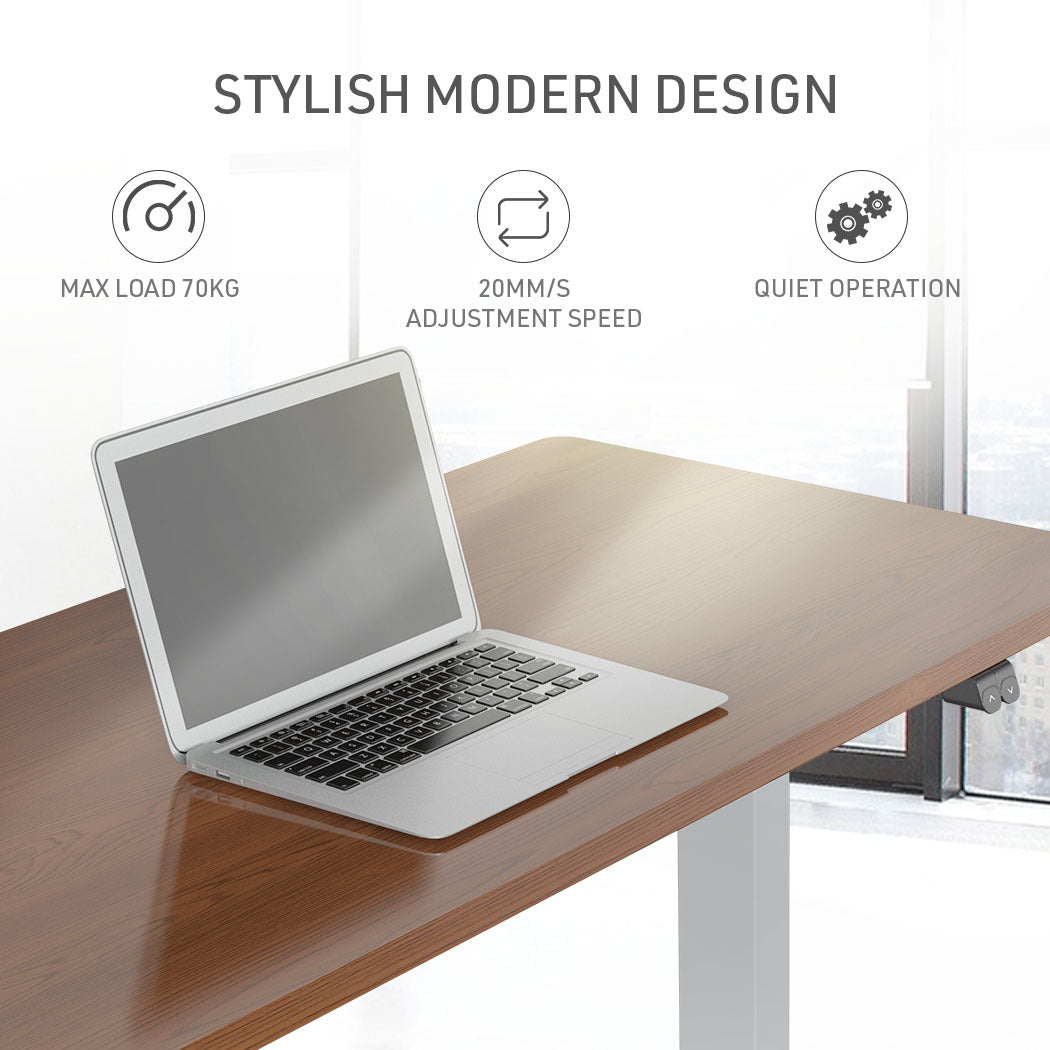 Fortia Sit To Stand Up Standing Desk 120x60cm 72-118cm Electric Height Adjustable 70kg Load Walnut Style/Silver Frame