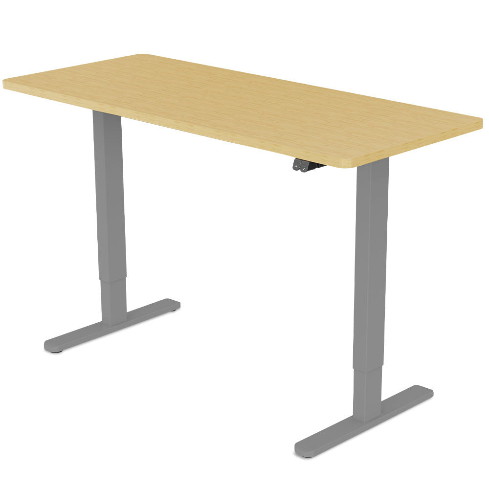 Fortia Sit To Stand Up Standing Desk 120x60cm 72-118cm Electric Height Adjustable 70kg Load White Oak Style/Silver Frame