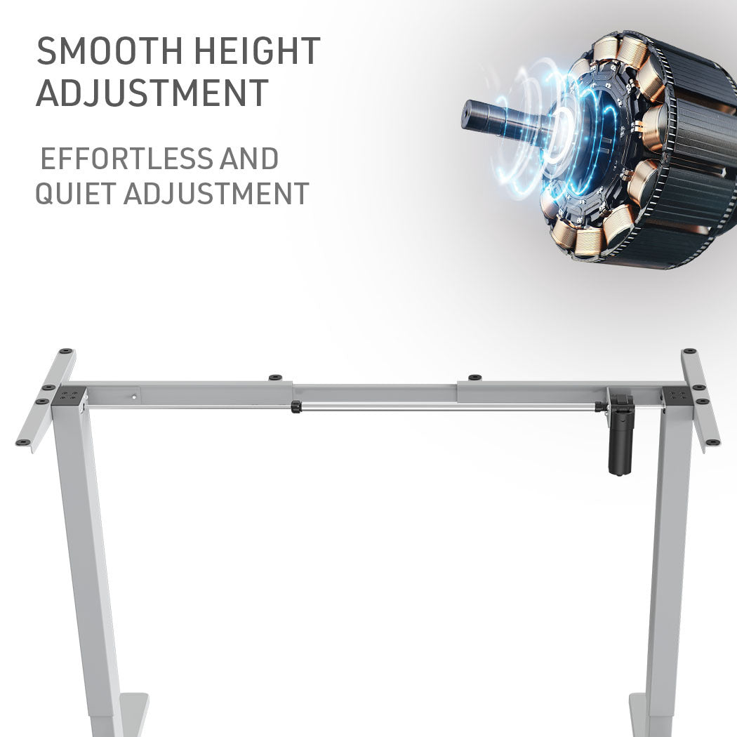 Fortia Sit To Stand Up Standing Desk 120x60cm 72-118cm Electric Height Adjustable 70kg Load White Oak Style/Silver Frame