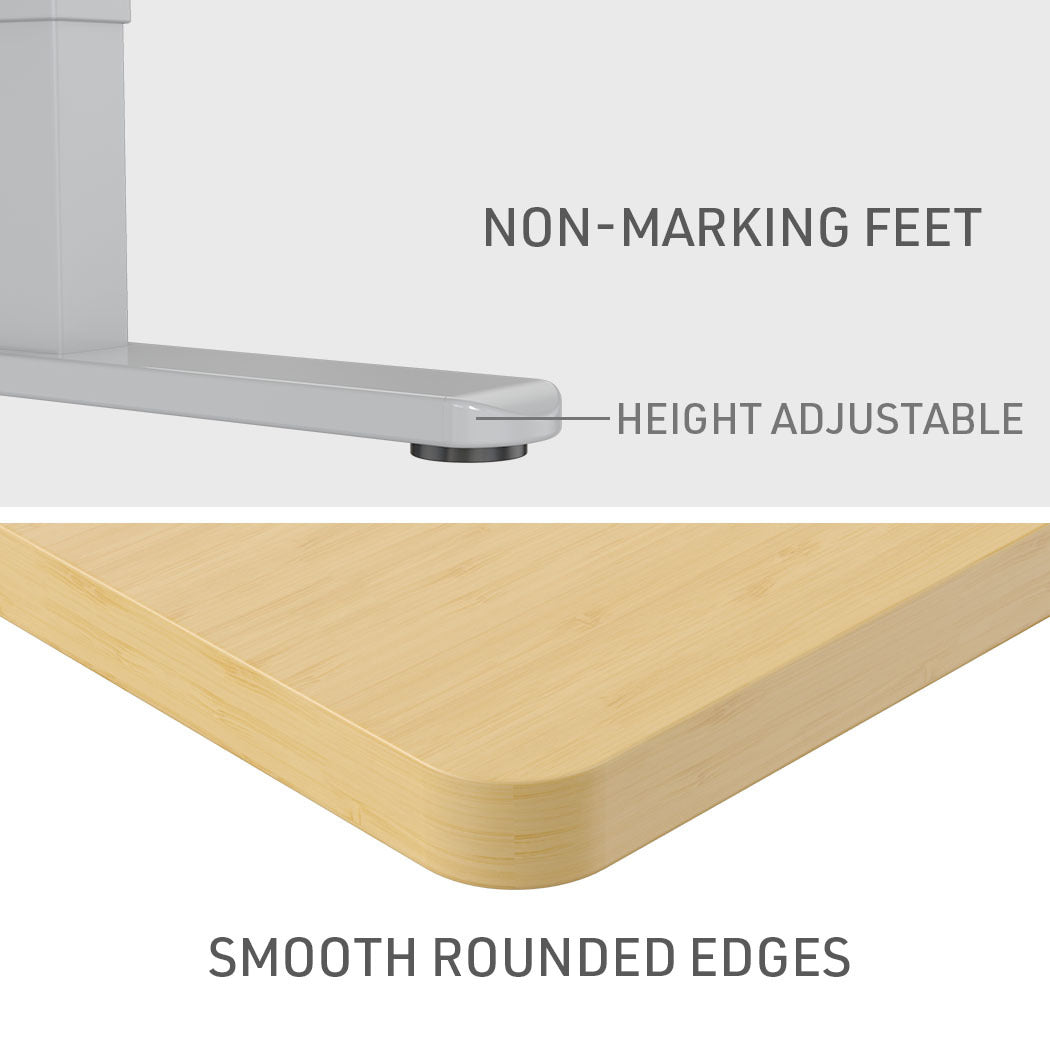 Fortia Sit To Stand Up Standing Desk 120x60cm 72-118cm Electric Height Adjustable 70kg Load White Oak Style/Silver Frame