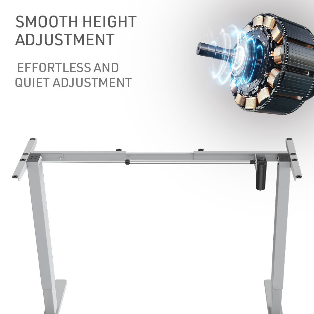 Fortia Sit To Stand Up Standing Desk 120x60cm 72-118cm Electric Height Adjustable 70kg Load White/Silver Frame