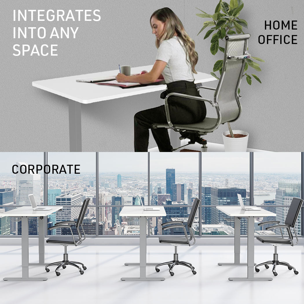 Fortia Sit To Stand Up Standing Desk 120x60cm 72-118cm Electric Height Adjustable 70kg Load White/Silver Frame