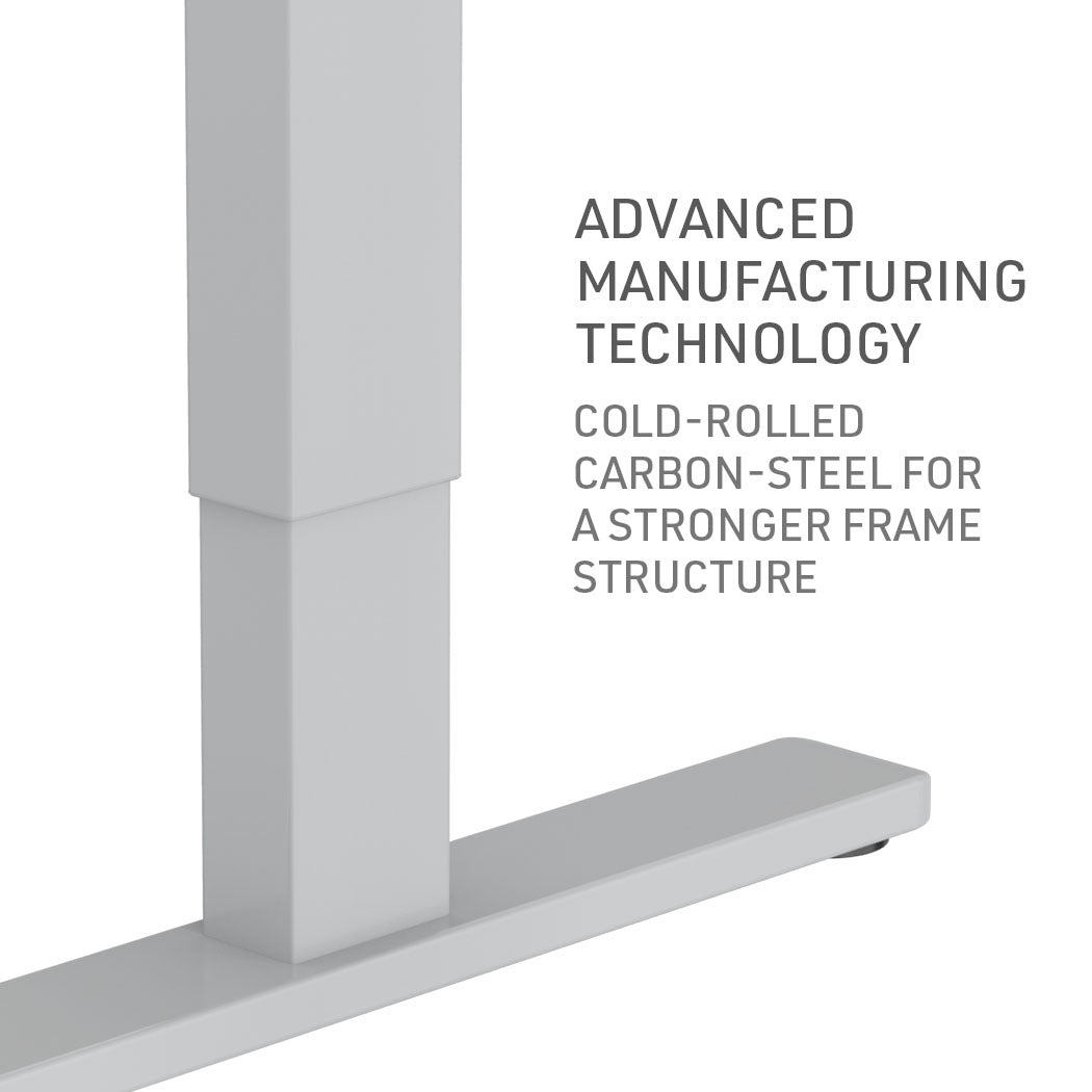 Fortia Sit To Stand Up Standing Desk 140x60cm 72-118cm Electric Height Adjustable 70kg Load White/Silver Frame