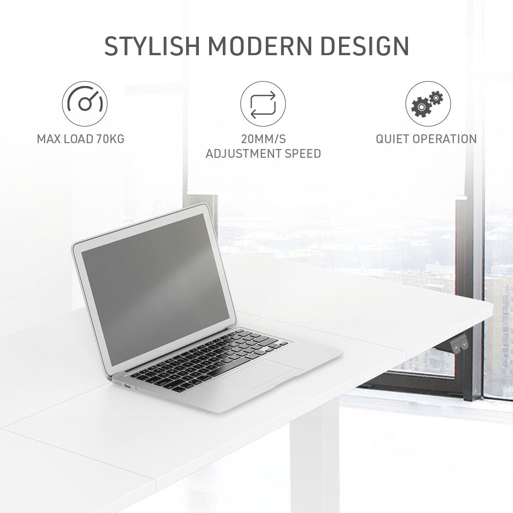 Fortia Sit To Stand Up Standing Desk 120x60cm 72-118cm Electric Height Adjustable 70kg Rated White/White Frame